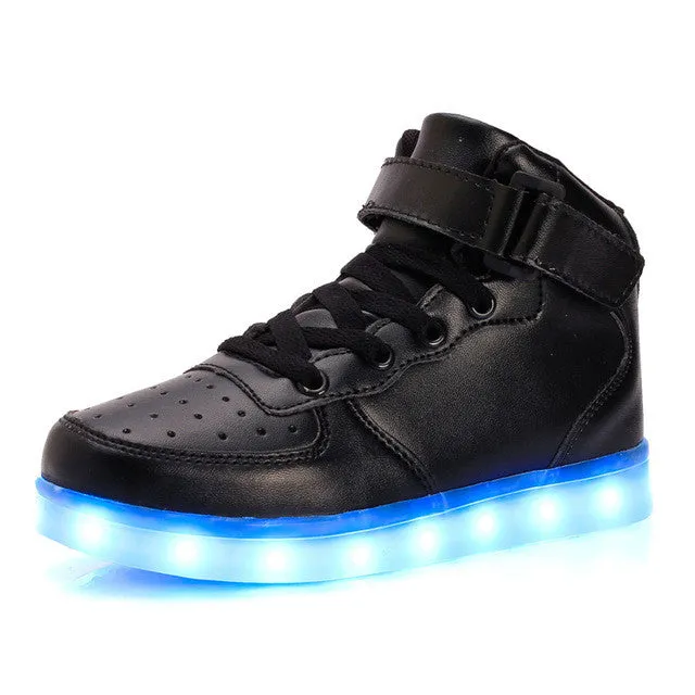 2016 7 Colors Children's Fashion USB Rechargeable LED Light Shoes/Autumn Kids Luminous Sneakers for Boys and Girls Free Shipping