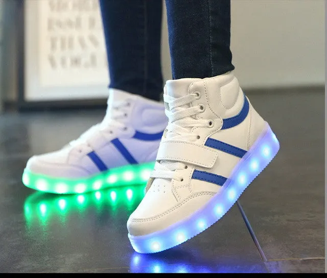 2016 7 Colors Children's Fashion USB Rechargeable LED Light Shoes/Autumn Kids Luminous Sneakers for Boys and Girls Free Shipping