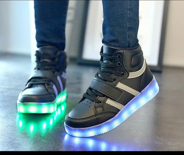 2016 7 Colors Children's Fashion USB Rechargeable LED Light Shoes/Autumn Kids Luminous Sneakers for Boys and Girls Free Shipping