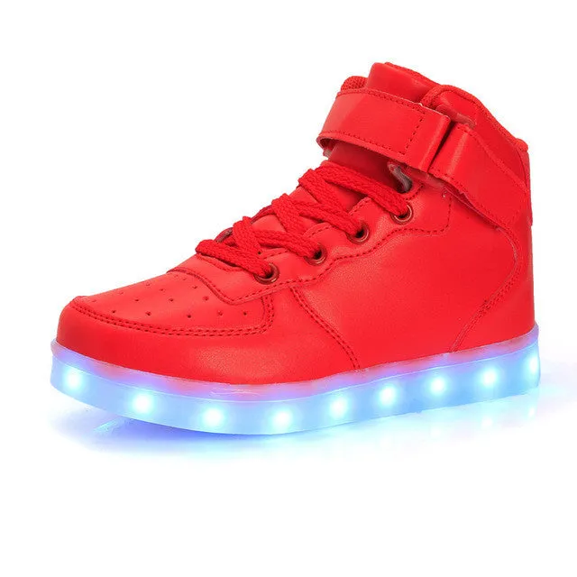 2016 7 Colors Children's Fashion USB Rechargeable LED Light Shoes/Autumn Kids Luminous Sneakers for Boys and Girls Free Shipping