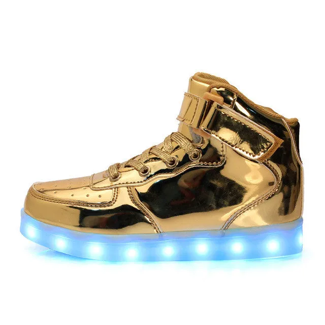 2016 7 Colors Children's Fashion USB Rechargeable LED Light Shoes/Autumn Kids Luminous Sneakers for Boys and Girls Free Shipping