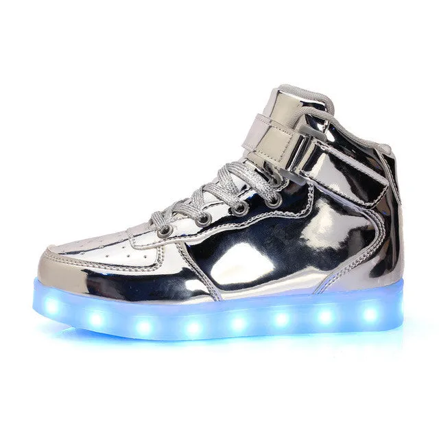 2016 7 Colors Children's Fashion USB Rechargeable LED Light Shoes/Autumn Kids Luminous Sneakers for Boys and Girls Free Shipping