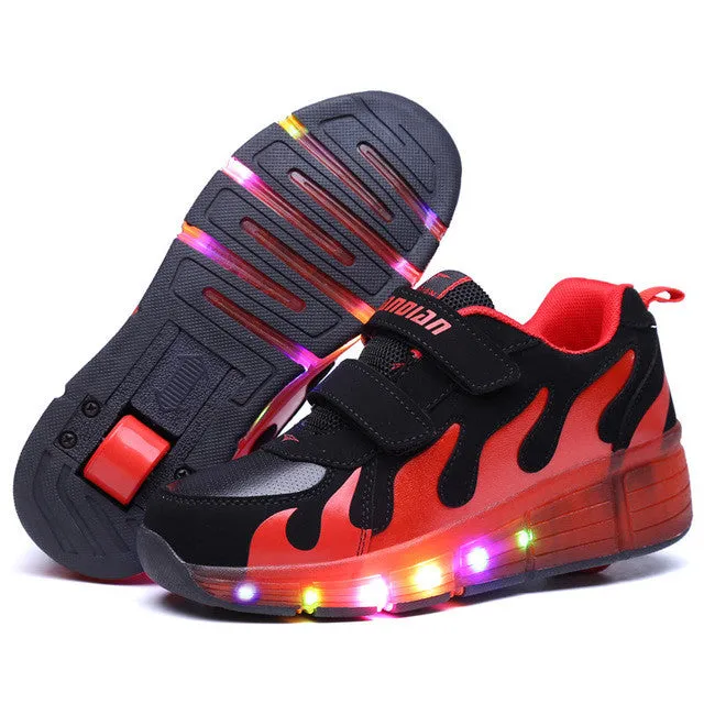 2016 New All Seasons Girls/Boys LED Light Shoes,Children Fashion Roller Skate Sneakers,Kids Luminous Shoes With Single Wheels