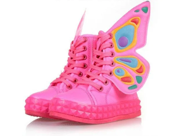 2016 New Children's Shoes Spring Autumn Kids Boys Girls Fashion Zipper Lace-UP Breathable Sneakers With Butterfly Wings