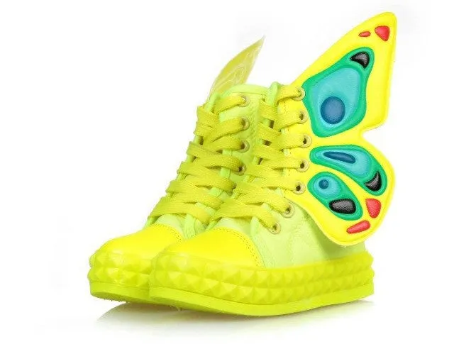 2016 New Children's Shoes Spring Autumn Kids Boys Girls Fashion Zipper Lace-UP Breathable Sneakers With Butterfly Wings