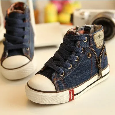 2017 Canvas Children Shoes Sport Breathable Boys Sneakers Brand Kids Shoes for Girls Jeans Denim Casual Child Flat Boots 25-37