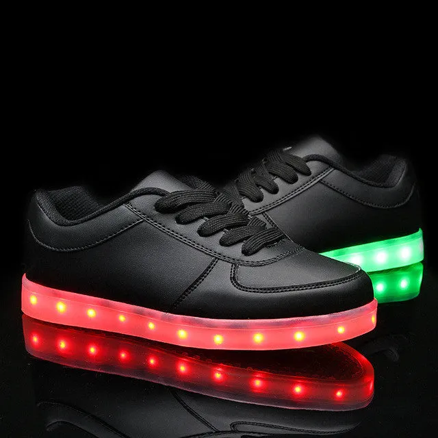 2017 Kids luminous shoes led USB recharge for girls boys children sneakers illuminated 7 colors glowing casual with light