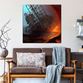 A Cyberpunk Wreck Of A Ship Wall Art