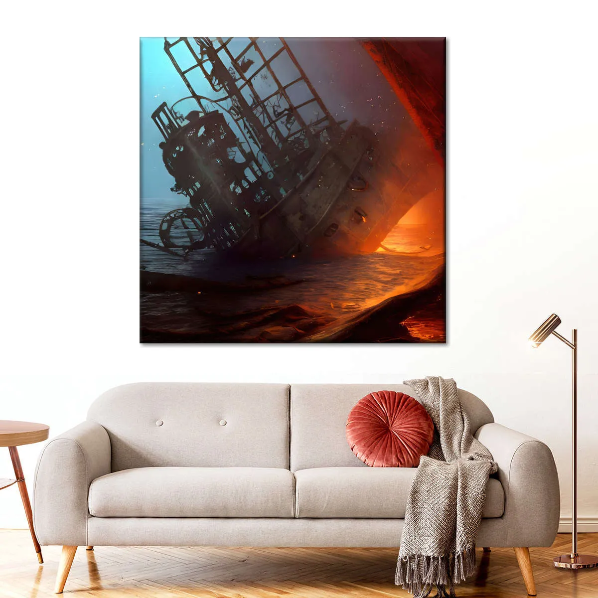 A Cyberpunk Wreck Of A Ship Wall Art