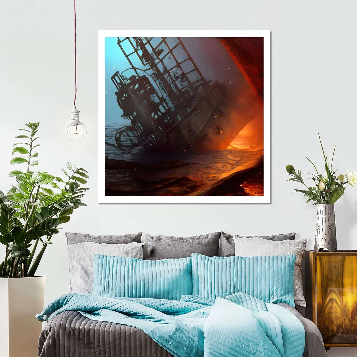 A Cyberpunk Wreck Of A Ship Wall Art