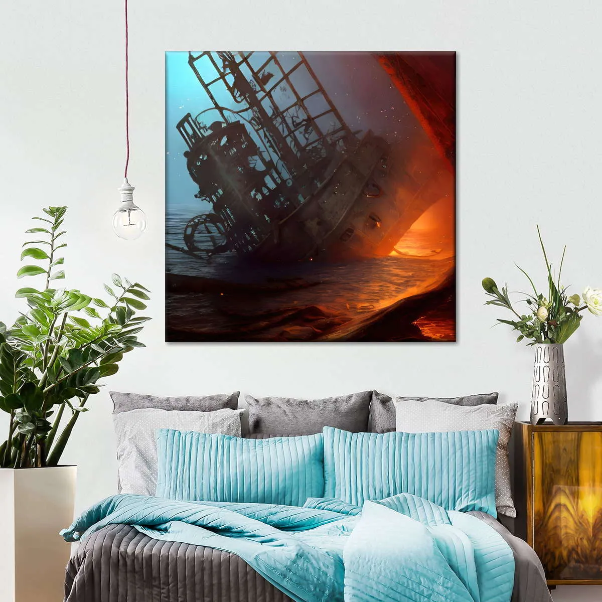 A Cyberpunk Wreck Of A Ship Wall Art