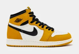 Air Jordan 1 Retro High OG Yellow Ochre Grade School Lifestyle Shoes (Yellow Ochre/Sail/Black)