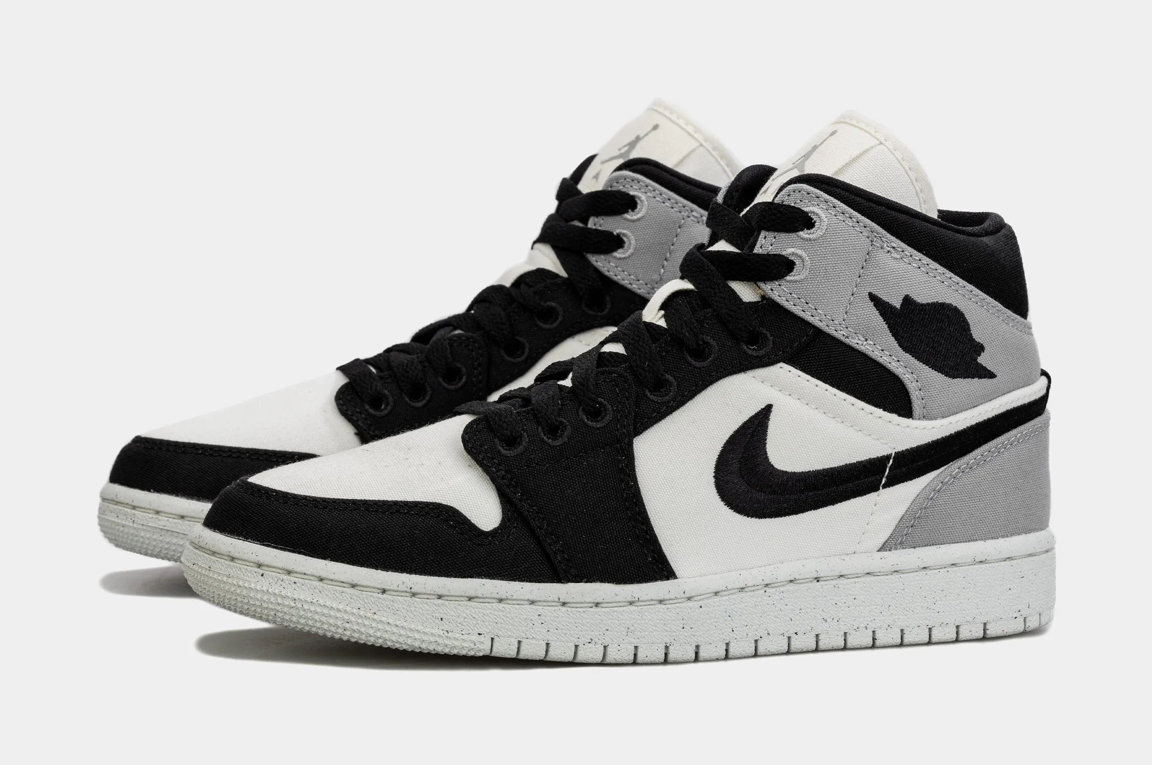 Air Jordan 1 Retro Mid SE Light Steel Grey Womens Lifestyle Shoes (Black/Grey)