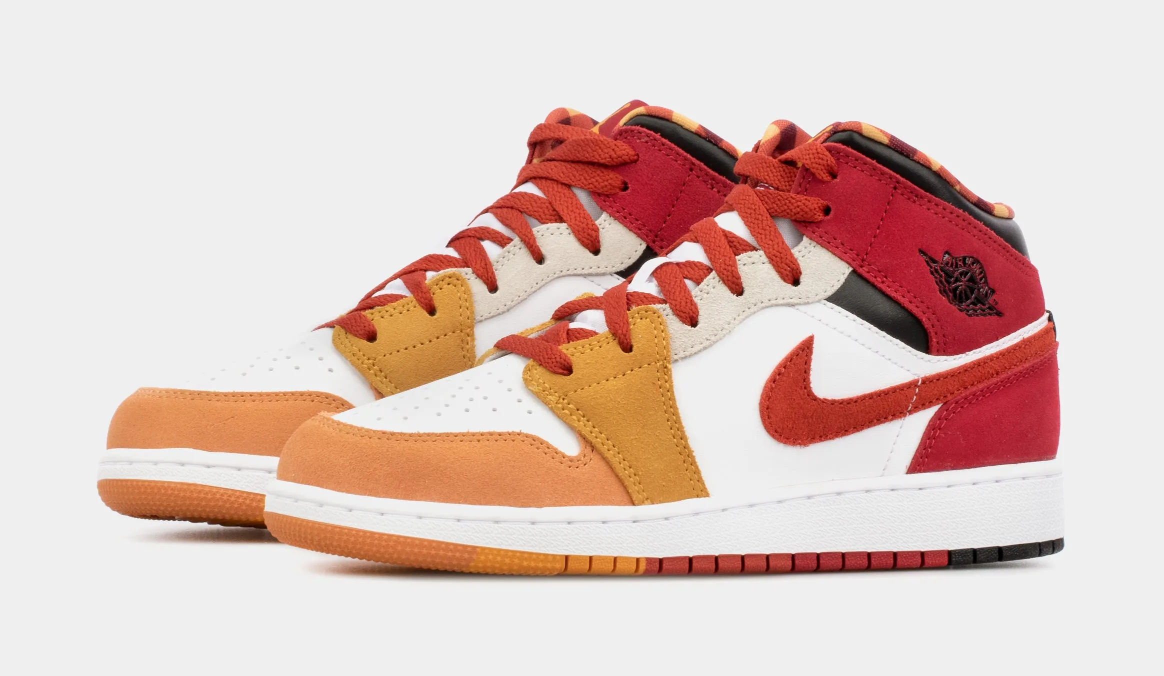 Air Jordan 1 Retro Mid SE Paprika Grade School Lifestyle Shoes (Red/Yellow)