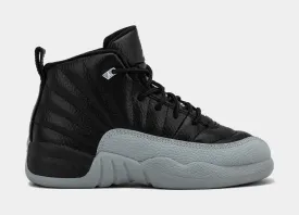 Air Jordan 12 Retro Black and Wolf Grey Preschool Lifestyle Shoes (Black/Wolf Grey/White)