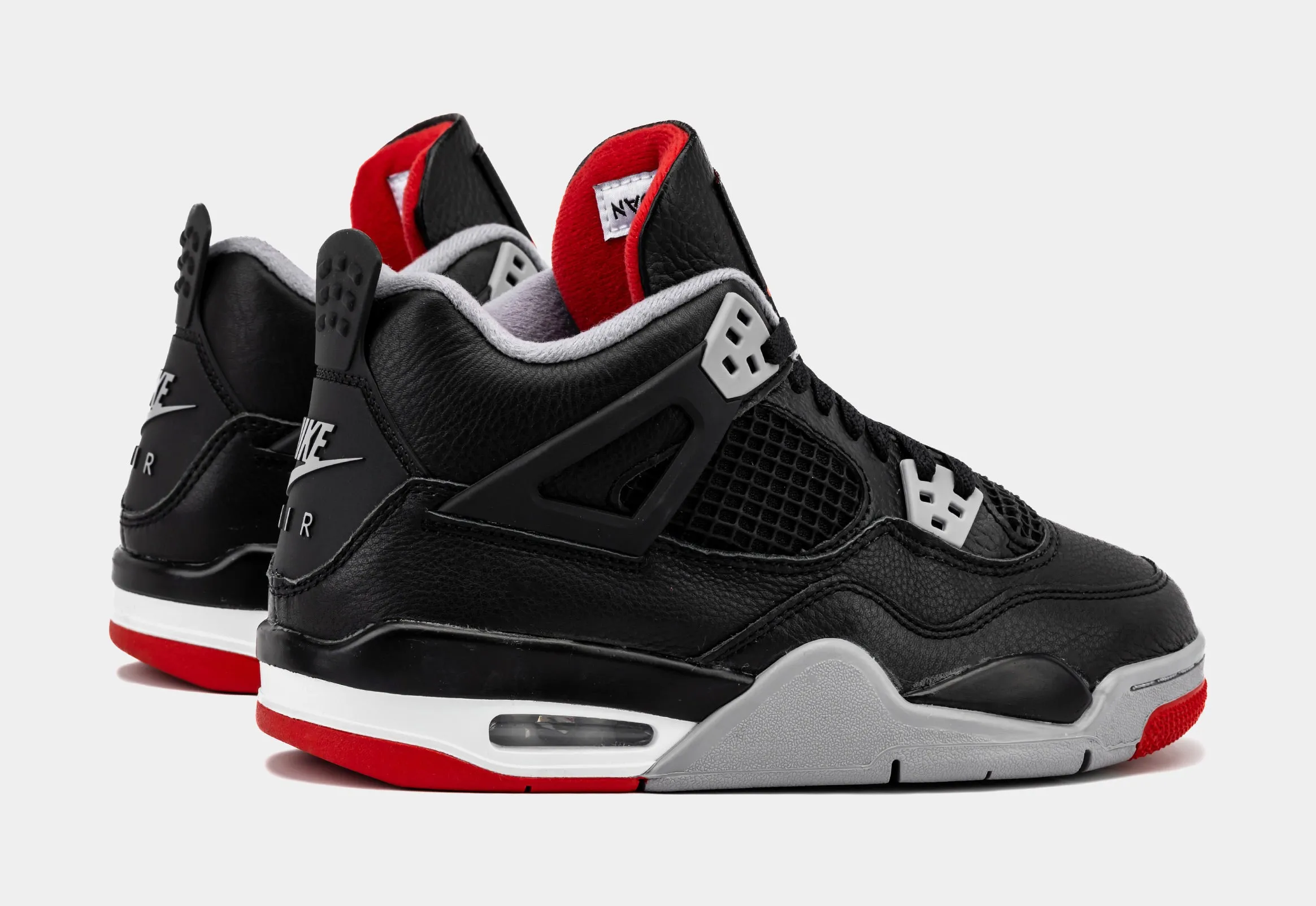 Air Jordan 4 Retro Bred Reimagined Grade School Lifestyle Shoes (Black/Fire Red/Cement Grey)