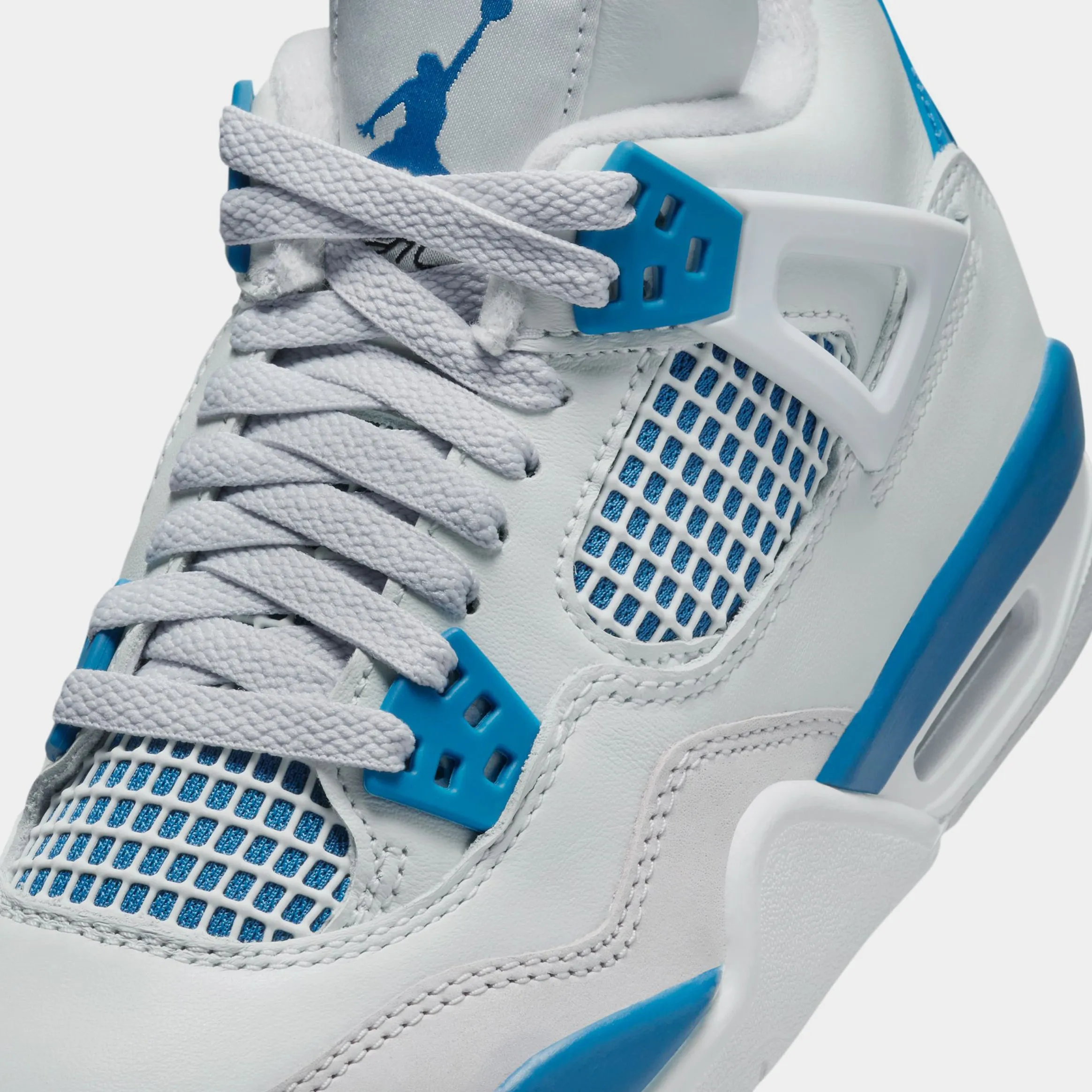 Air Jordan 4 Retro Industrial Blue Grade School Lifestyle Shoes (Off White/Industrial Blue/Neutral Grey)