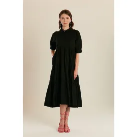 Black Short Sleeve Long Dress