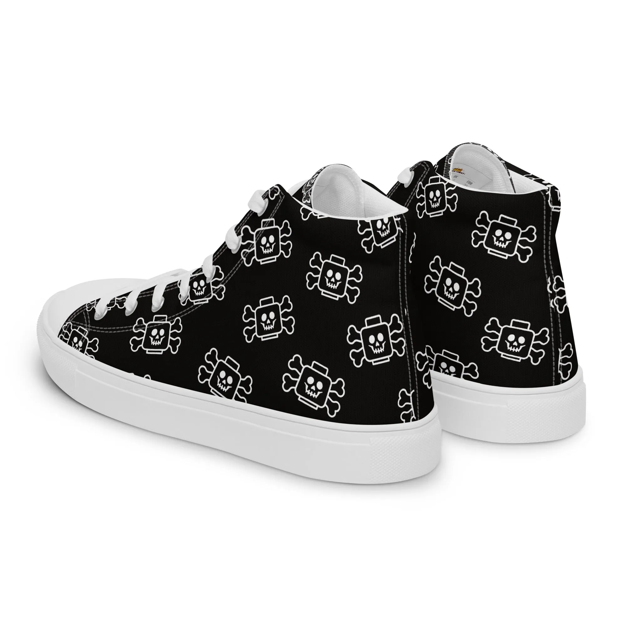 Black Skeleton Head with Bones Women’s high top canvas shoes