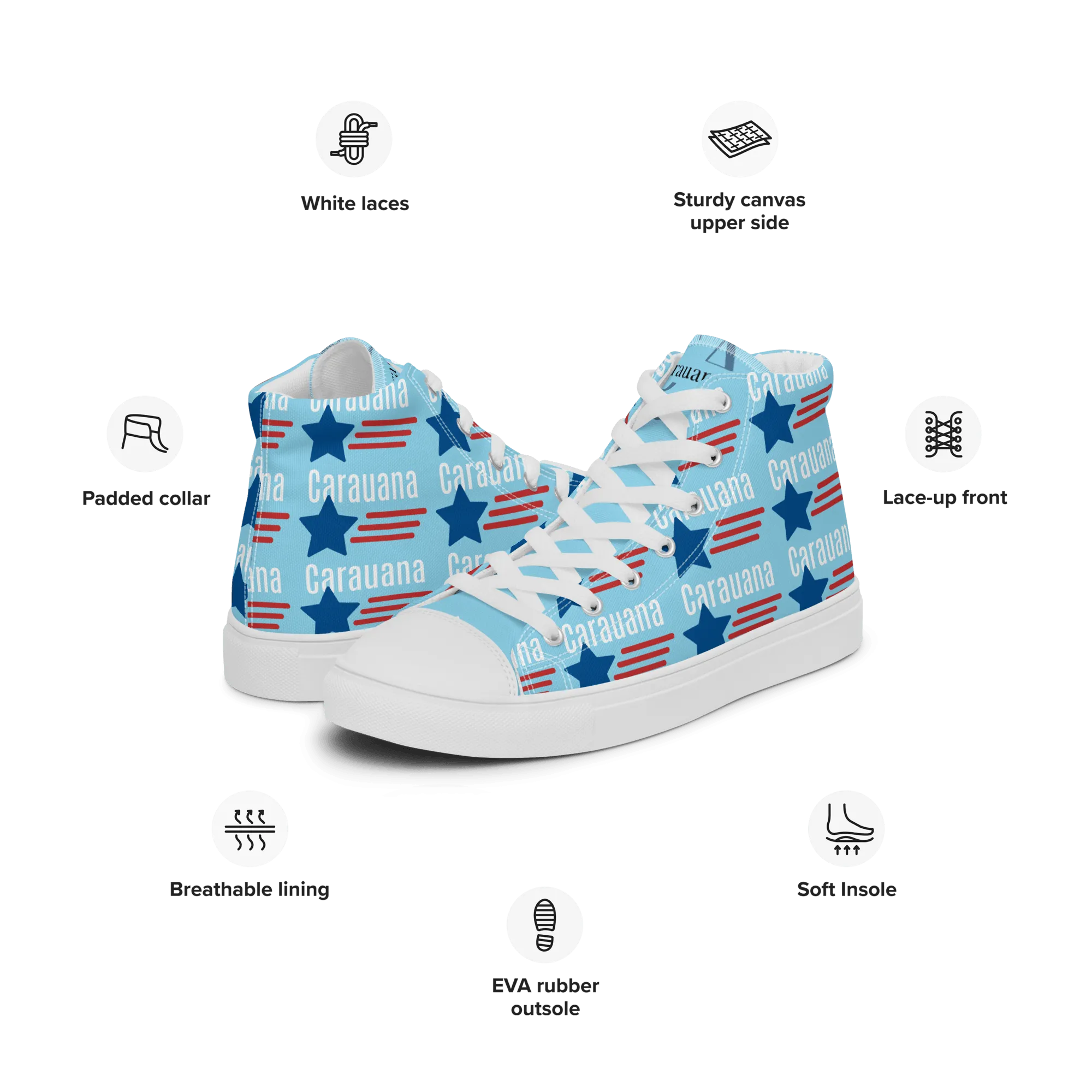 CARAUANA Hip Hop canvas shoes sky blue USA