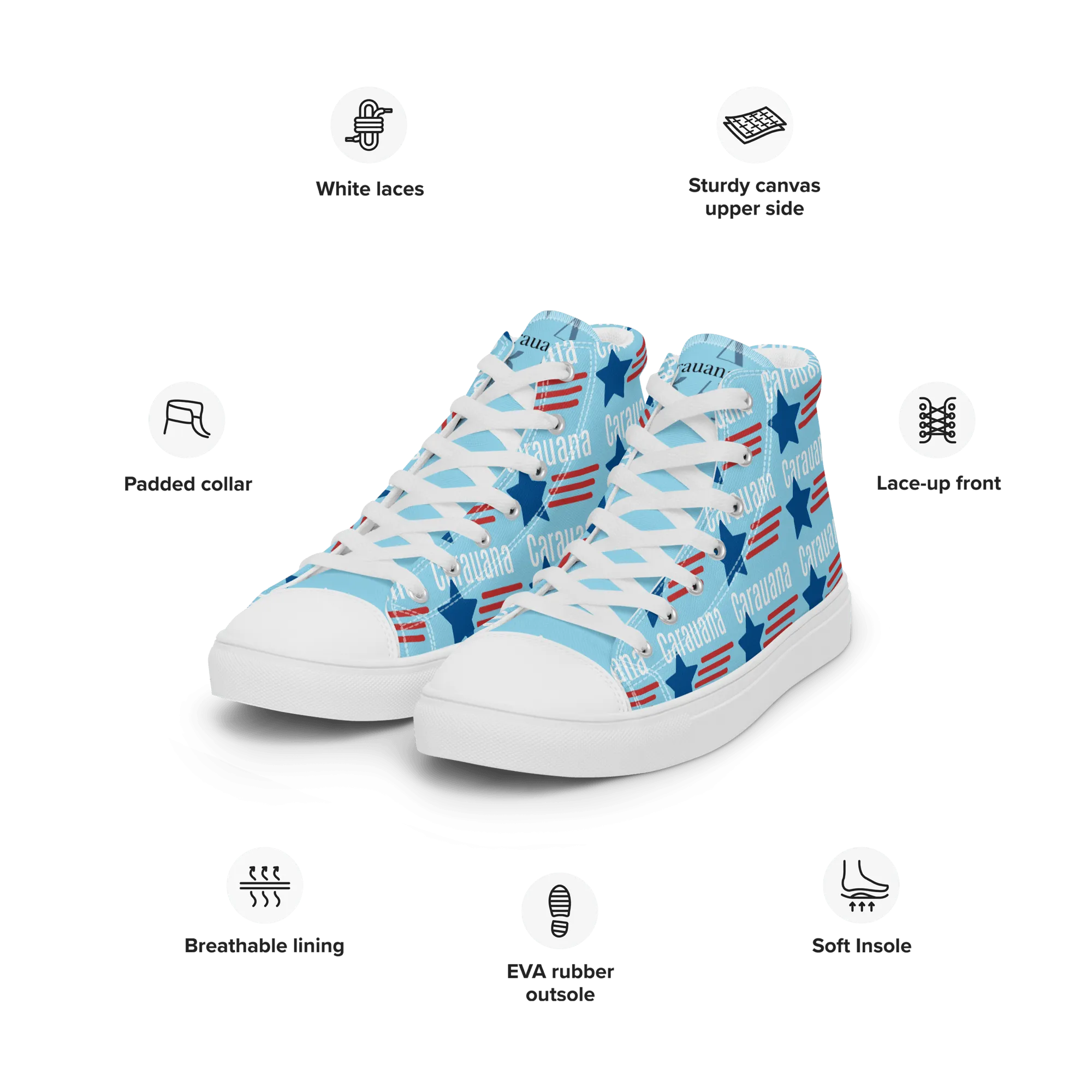 CARAUANA Hip Hop canvas shoes sky blue USA