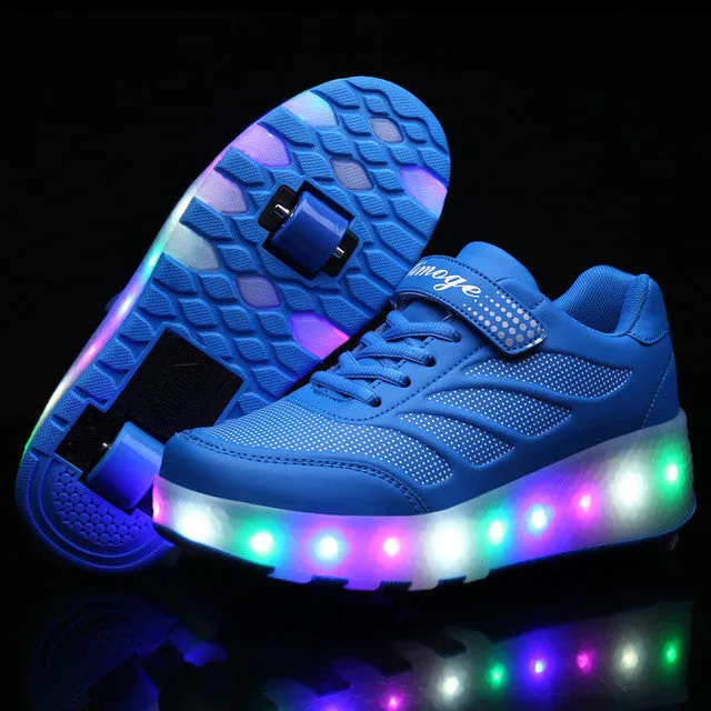 Children Shoes with Led Flashing Lights Kids Roller Skate Shoes with Wheels for Boys Girls Sneakers