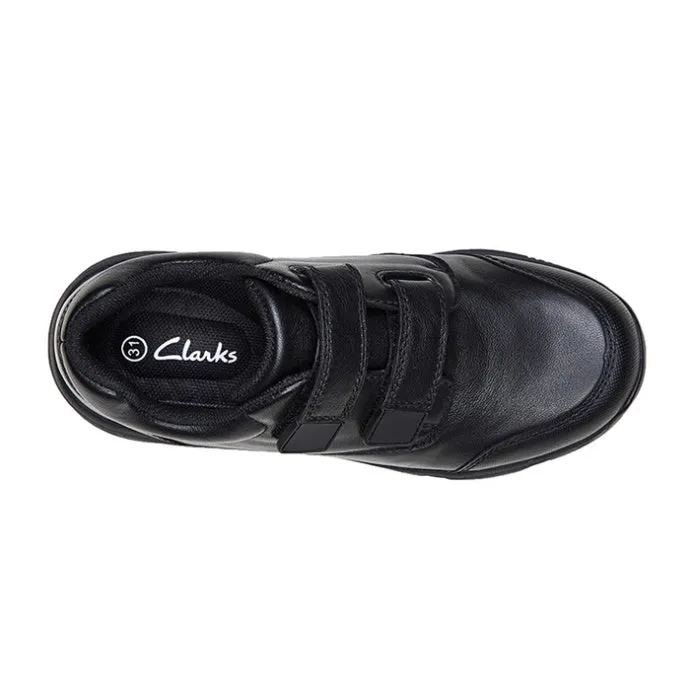 Clarks - Approve Kids Black School Shoe Leather with Scuff Resistant Toe