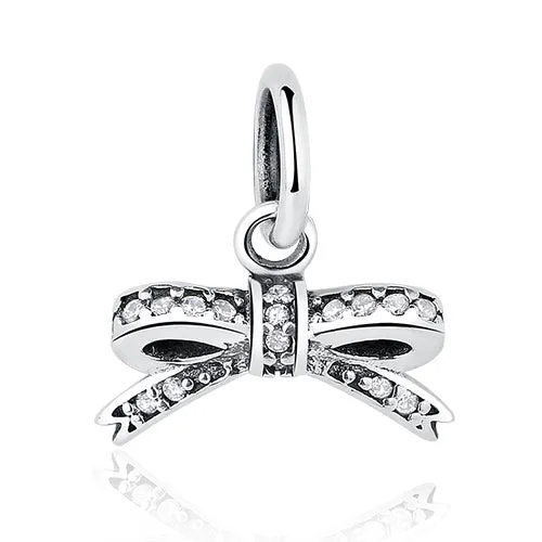 DIY Silver Charm Fit Original Pandora Bracelet Beads 925 Sterling Silver Love Dangle Charm Crystal Heart ,Flower,Tower,Tree Bead