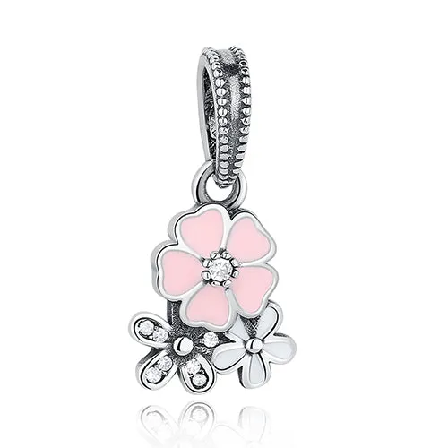 DIY Silver Charm Fit Original Pandora Bracelet Beads 925 Sterling Silver Love Dangle Charm Crystal Heart ,Flower,Tower,Tree Bead