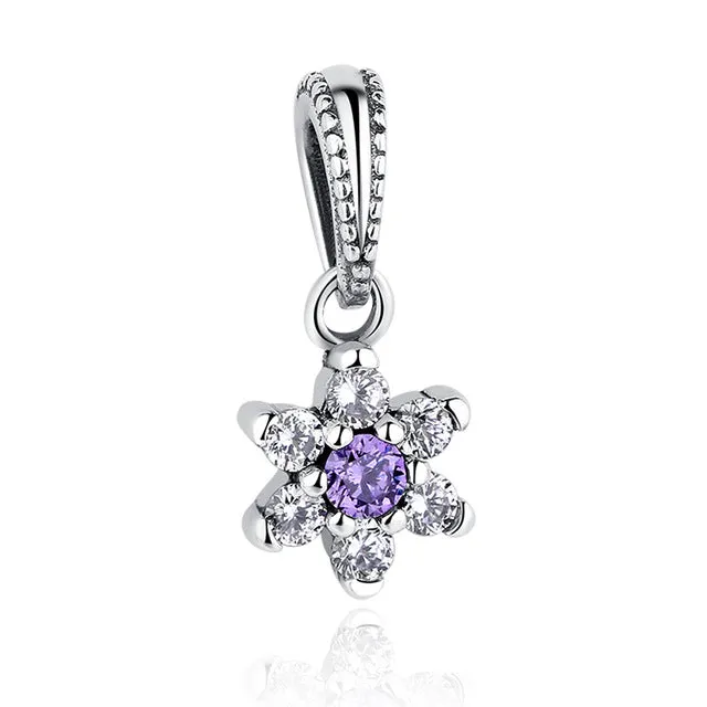 DIY Silver Charm Fit Original Pandora Bracelet Beads 925 Sterling Silver Love Dangle Charm Crystal Heart ,Flower,Tower,Tree Bead