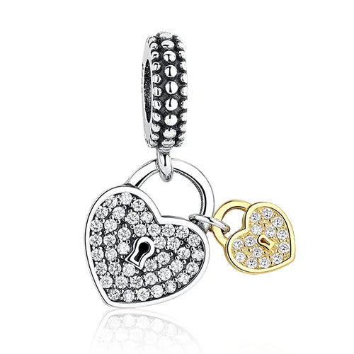 DIY Silver Charm Fit Original Pandora Bracelet Beads 925 Sterling Silver Love Dangle Charm Crystal Heart ,Flower,Tower,Tree Bead