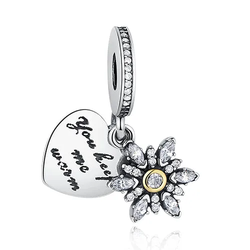 DIY Silver Charm Fit Original Pandora Bracelet Beads 925 Sterling Silver Love Dangle Charm Crystal Heart ,Flower,Tower,Tree Bead