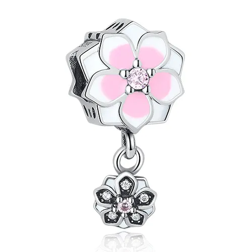 DIY Silver Charm Fit Original Pandora Bracelet Beads 925 Sterling Silver Love Dangle Charm Crystal Heart ,Flower,Tower,Tree Bead