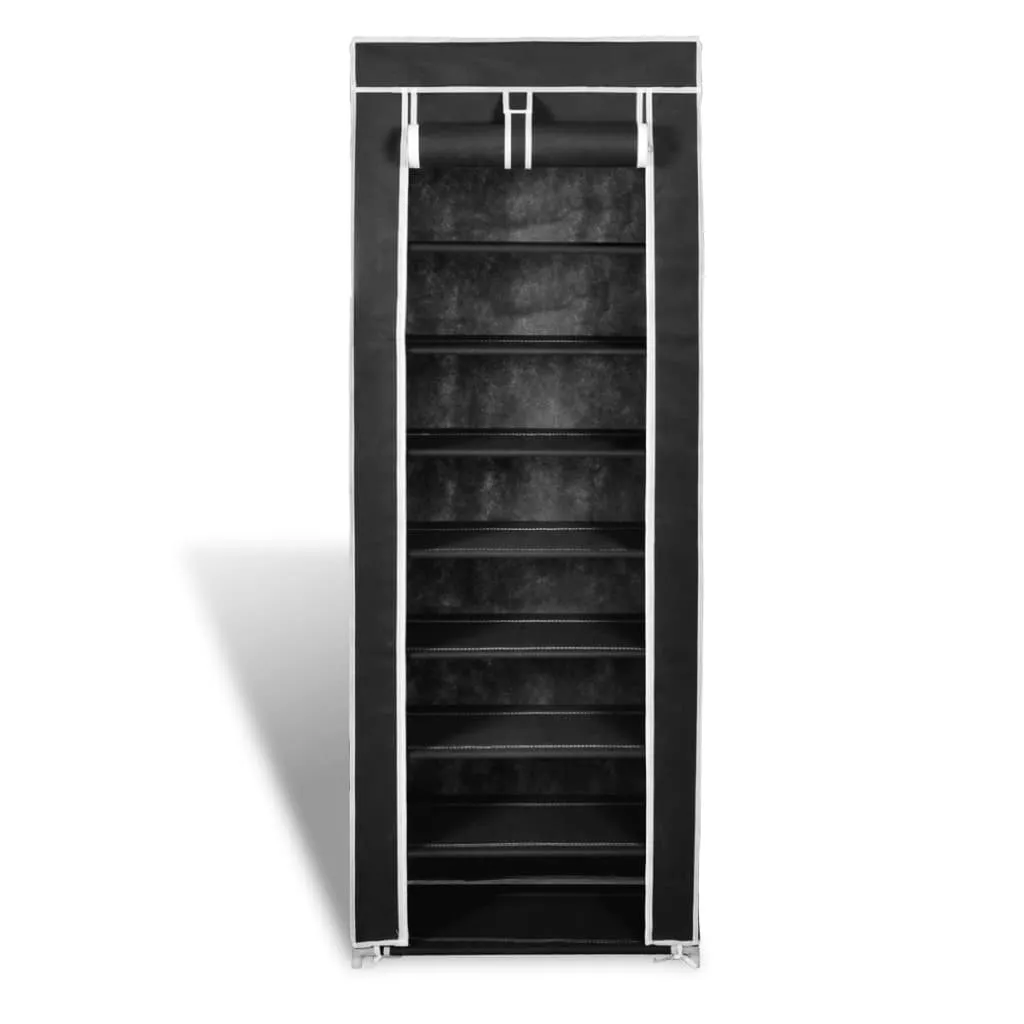 Fabric Shoe Cabinet with Cover 162 x 57 x 29 cm Black