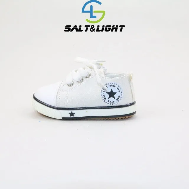 Hot sale children casual canvas shoes flat toddler shoes for boys girls outdoor lace up kids fashion sneakers size 21-25