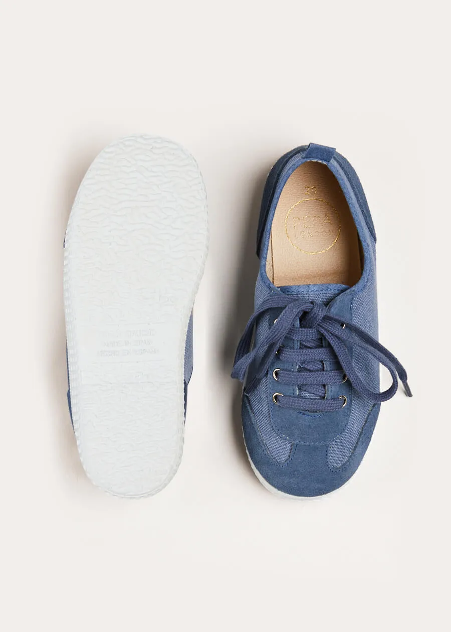 Lace Up Plimsoll Sneakers in Navy (24-34EU)