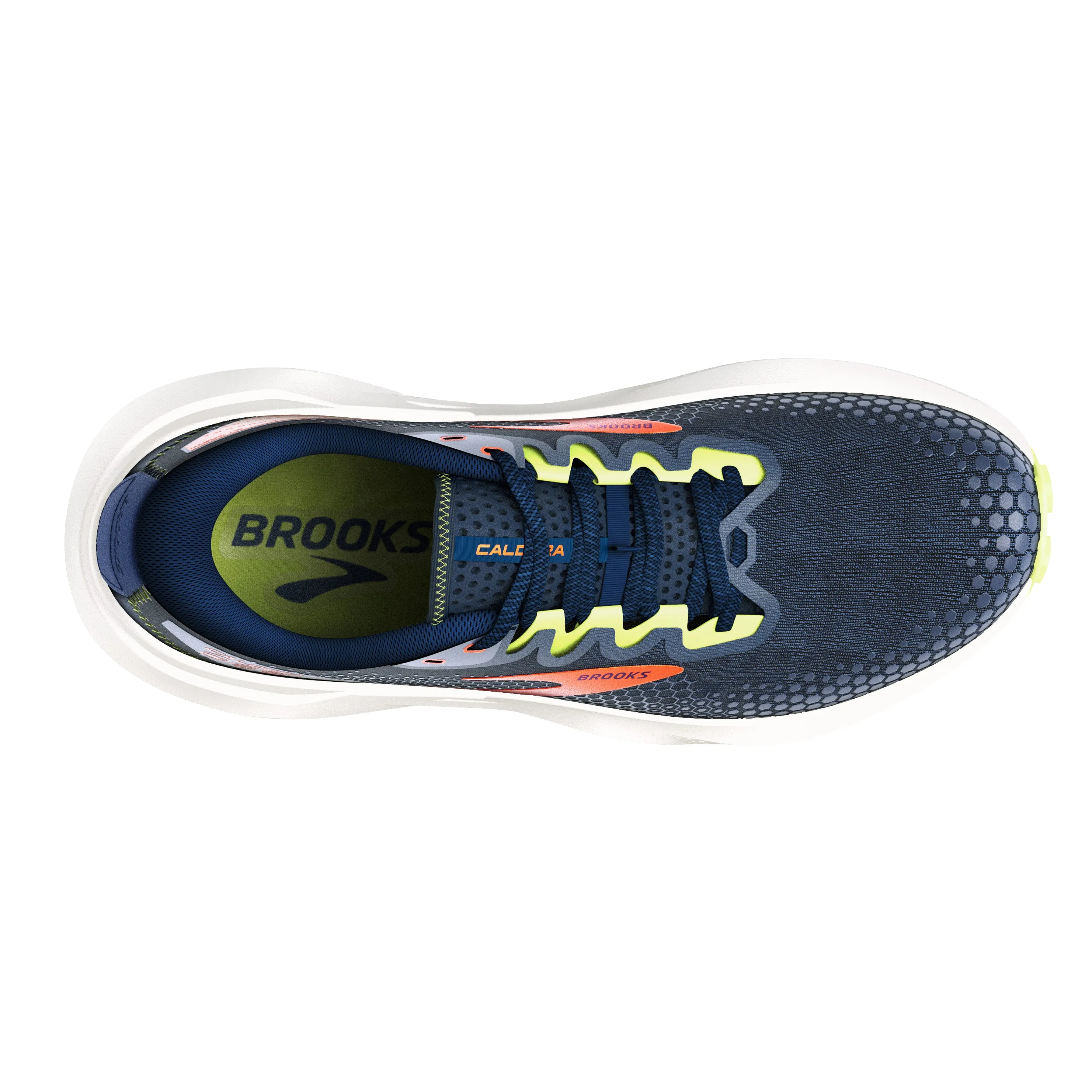 Men's Brooks Caldera 6 Color: Navy/ Firecracker/ Sharp Green