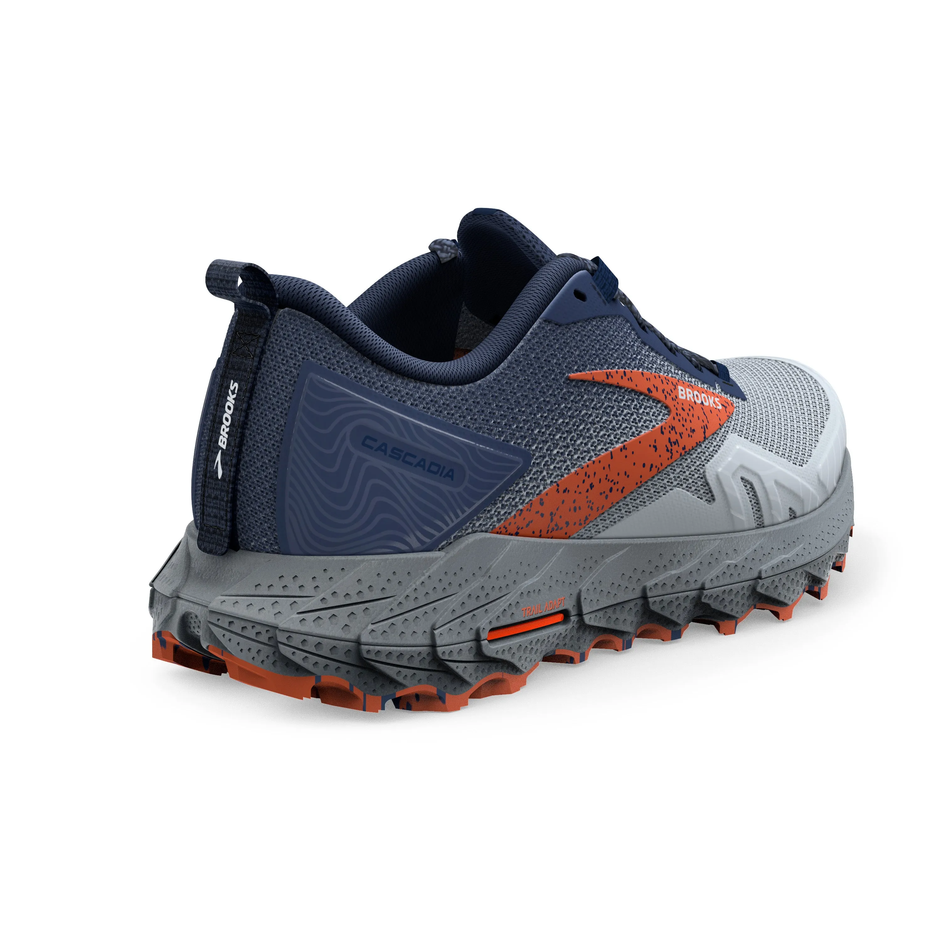 Men's Brooks Cascadia 17 Color: Blue/ Navy/ Firecracker (WIDE WIDTH)