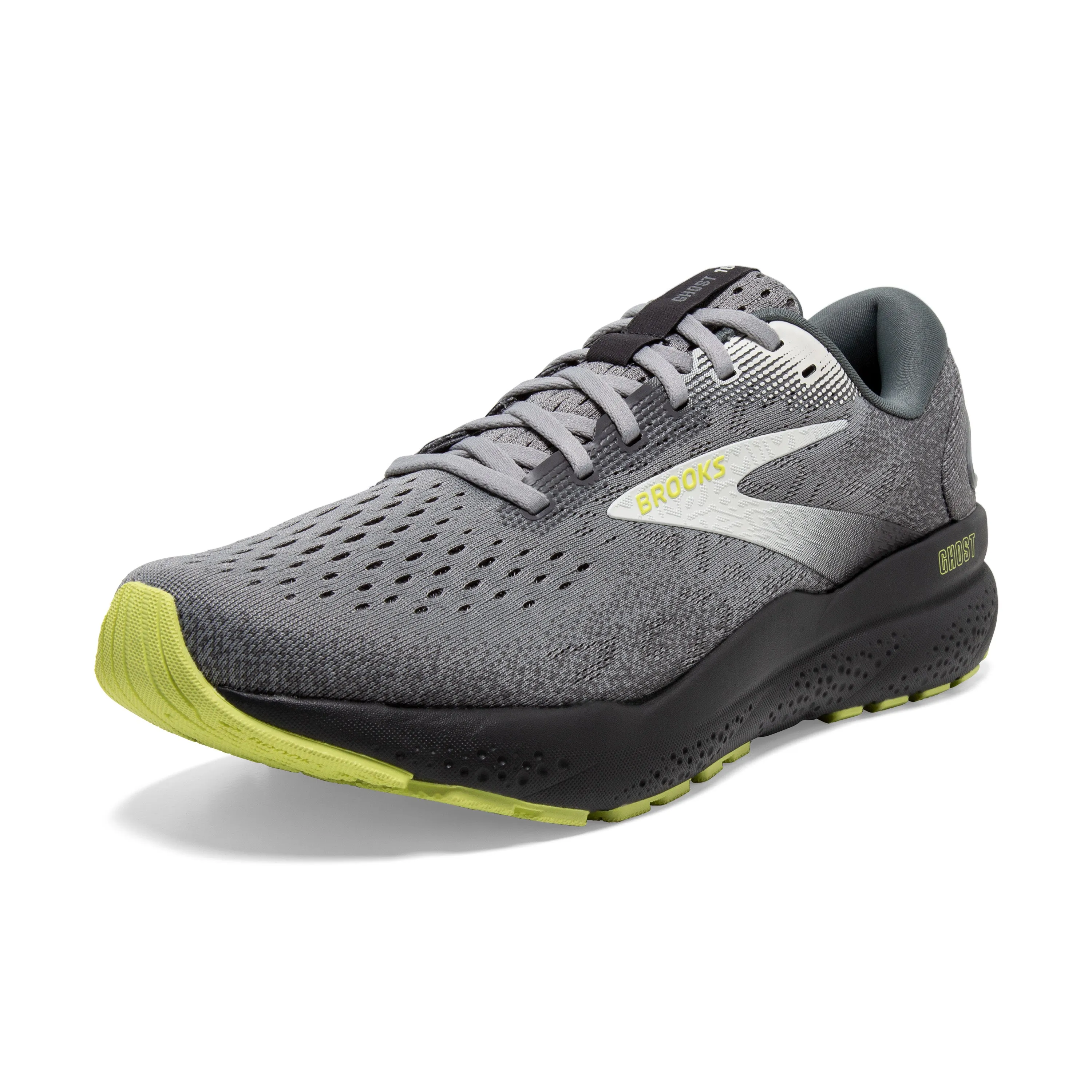 Men's Brooks Ghost 16 Color: Primer / Grey / Lime (WIDE WIDTH)