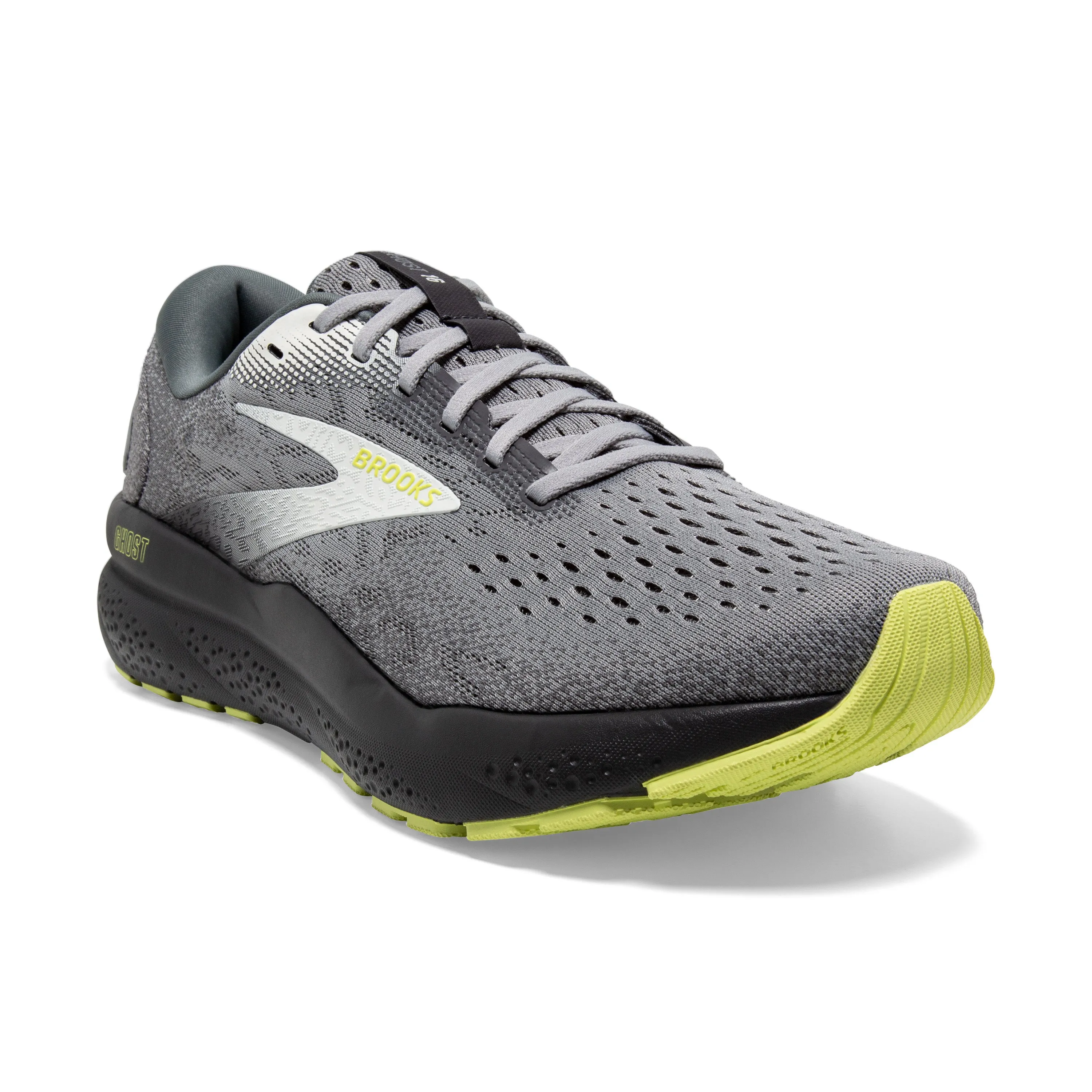 Men's Brooks Ghost 16 Color: Primer / Grey / Lime (WIDE WIDTH)