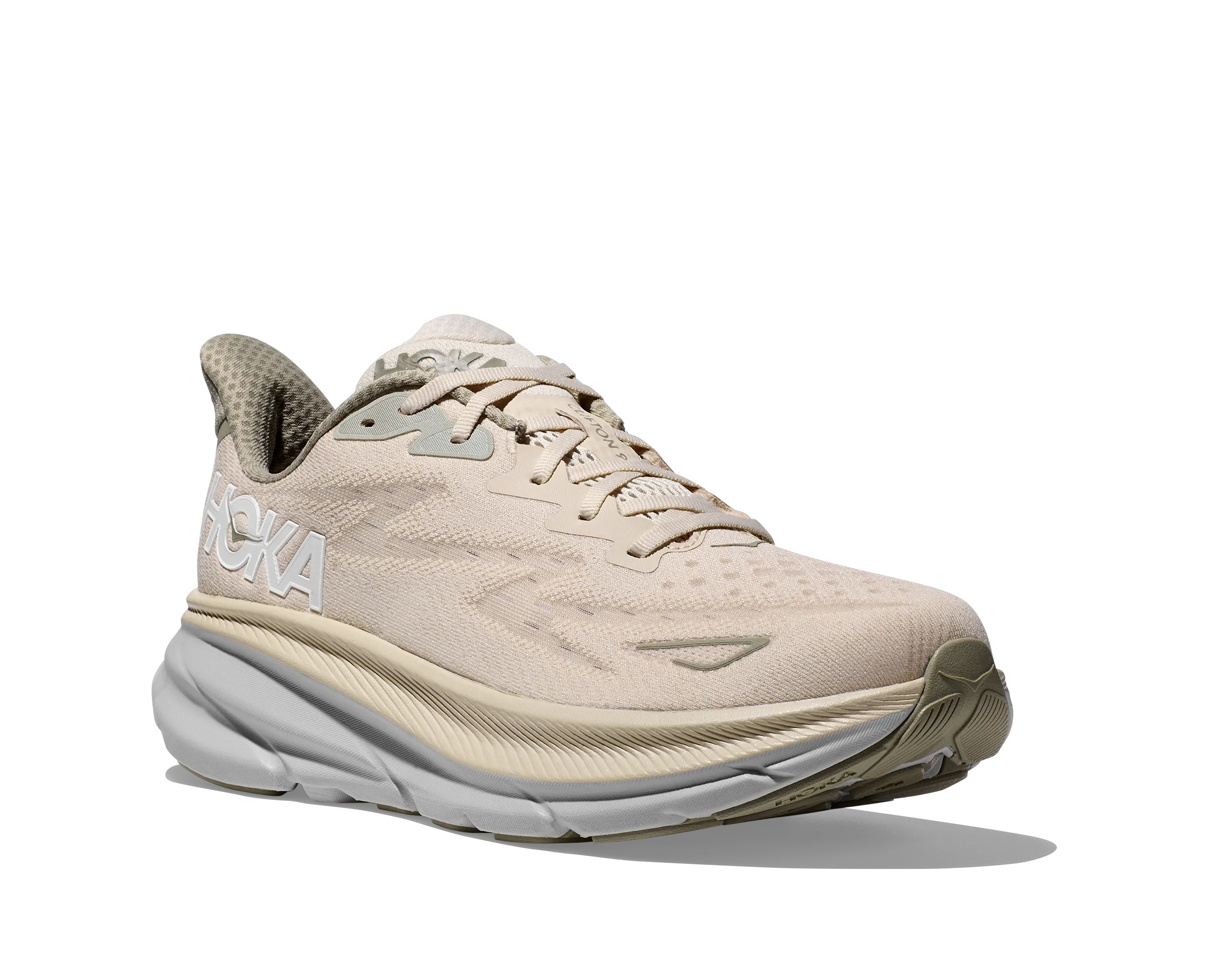 Men's Hoka Clifton 9 Color: Oat Milk / Barley (WIDE WIDTH)