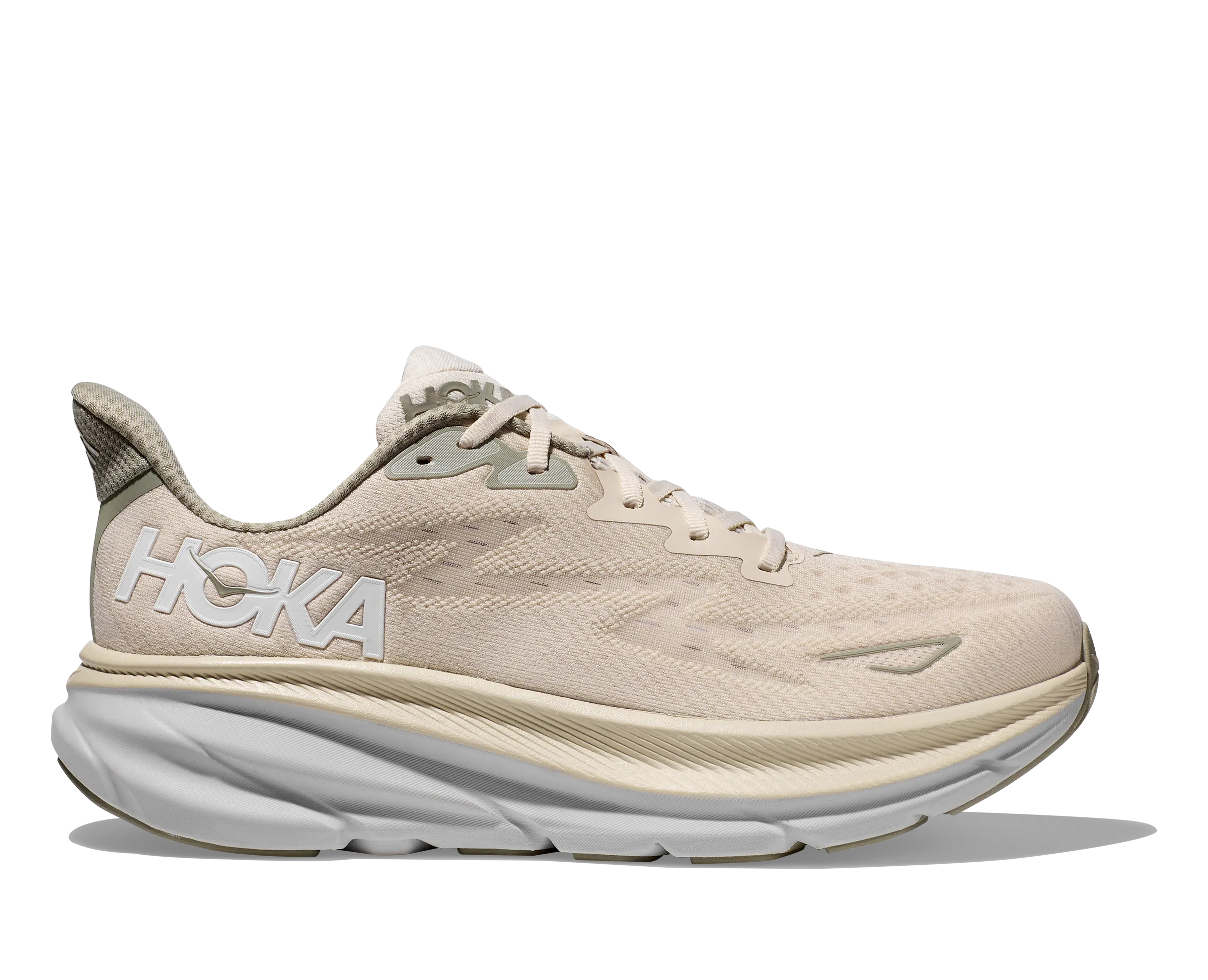 Men's Hoka Clifton 9 Color: Oat Milk / Barley (WIDE WIDTH)