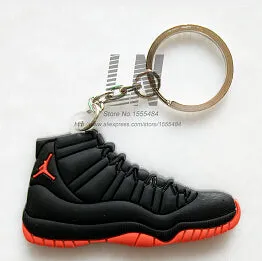 Mini Silicone Shoes Jordan 11 Keychain Key Chain Sneaker Car Key Holder Woman Men Bag Charm Accessories Key Rings Pendant Gifts