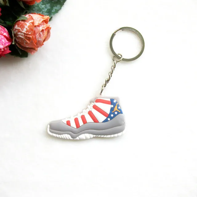 Mini Silicone Shoes Jordan 11 Keychain Key Chain Sneaker Car Key Holder Woman Men Bag Charm Accessories Key Rings Pendant Gifts