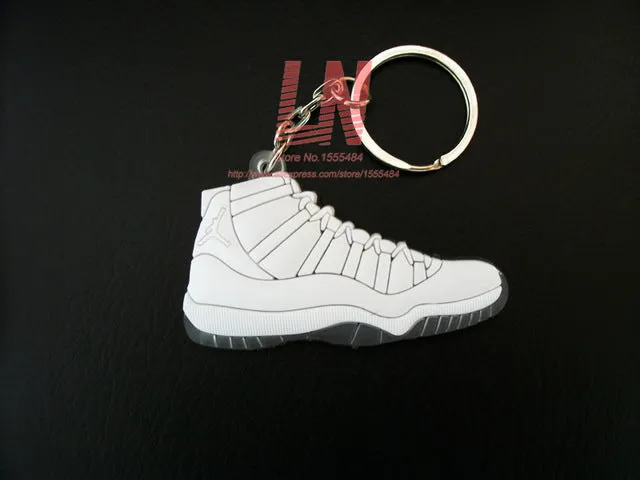 Mini Silicone Shoes Jordan 11 Keychain Key Chain Sneaker Car Key Holder Woman Men Bag Charm Accessories Key Rings Pendant Gifts