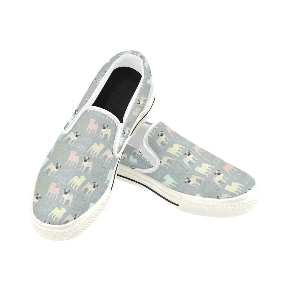 Pug cartoon cute Women's Slip-on Canvas Shoes