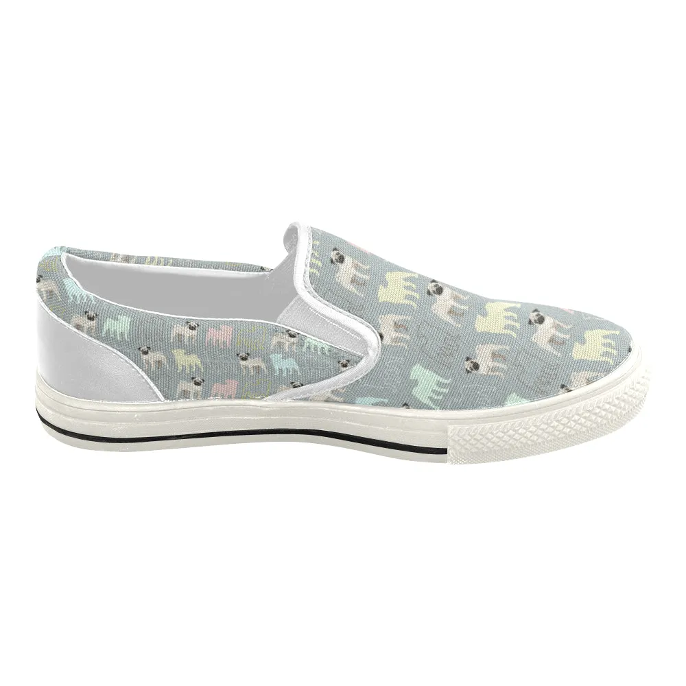 Pug cartoon cute Women's Slip-on Canvas Shoes