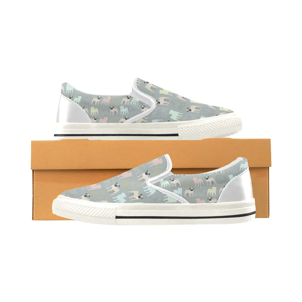 Pug cartoon cute Women's Slip-on Canvas Shoes