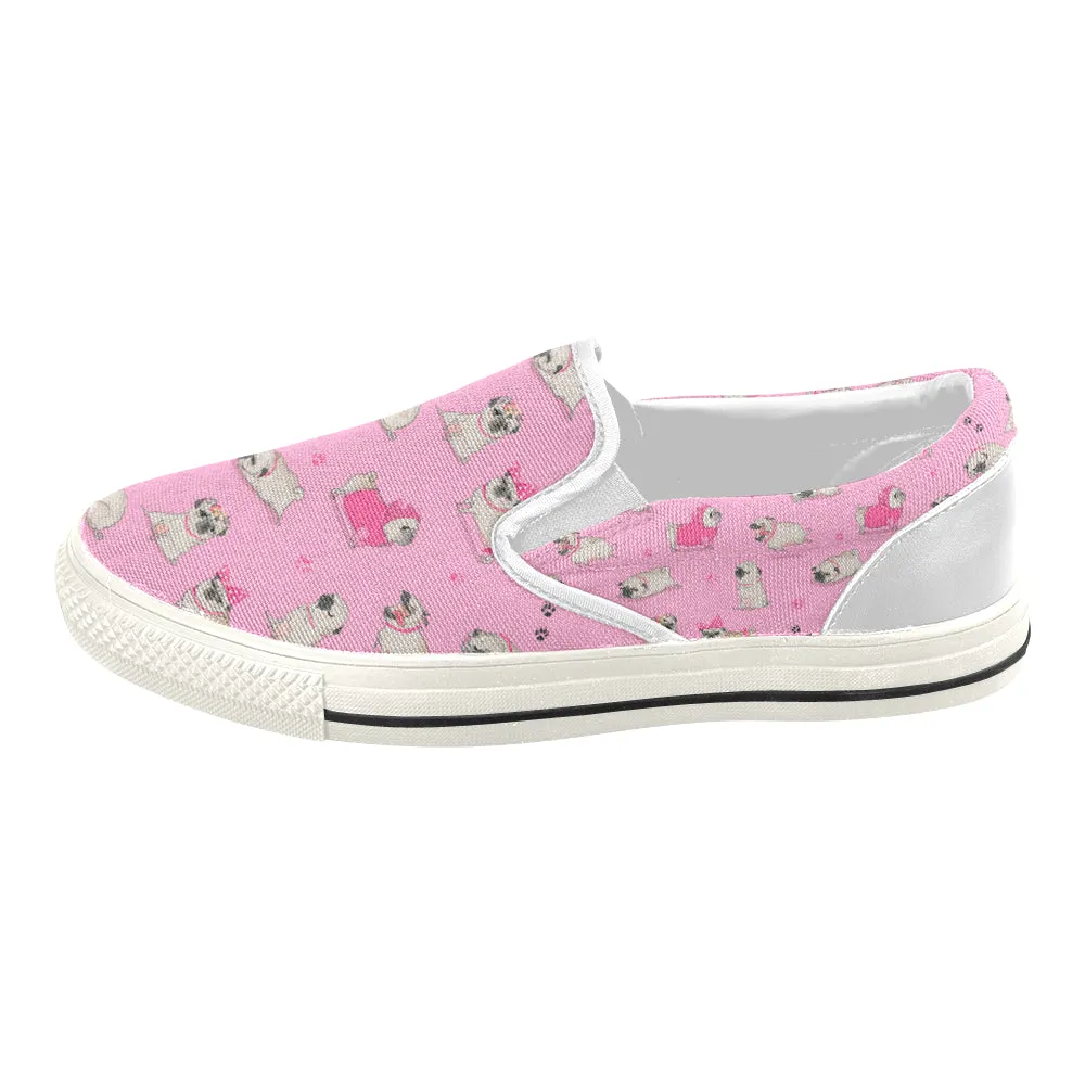 Pug Pink Women's Slip-on Canvas Shoes