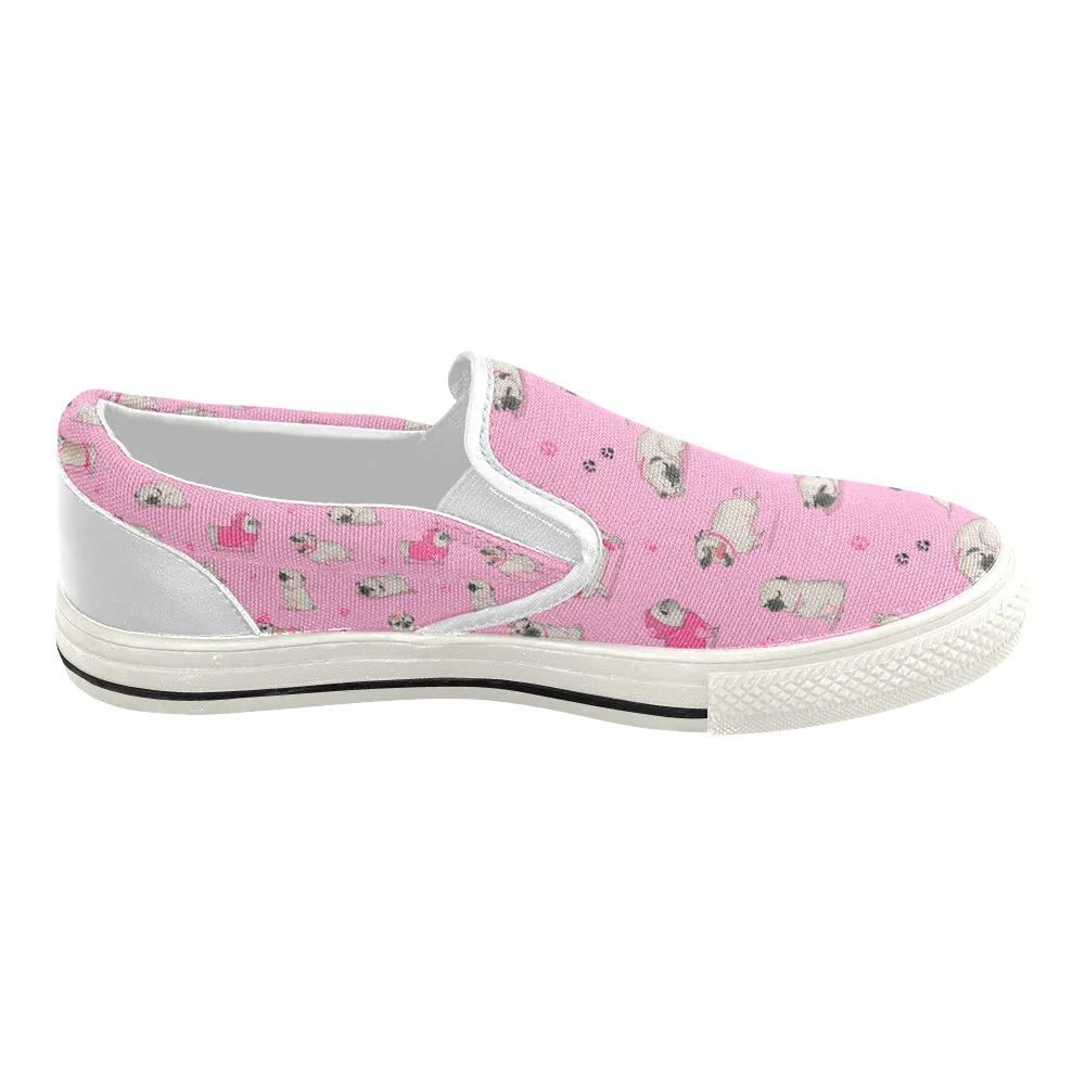 Pug Pink Women's Slip-on Canvas Shoes